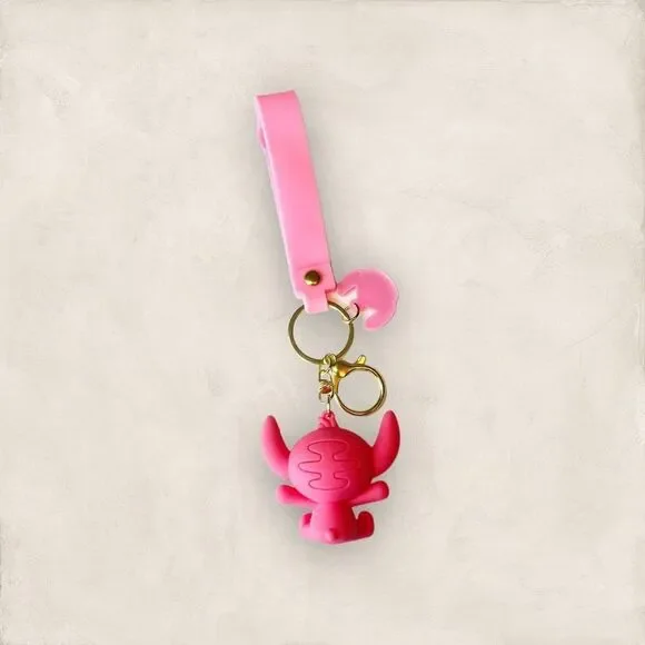 Disney Stitch Pink Keychain Bag Accessory Wristlet - Picture 2 of 2